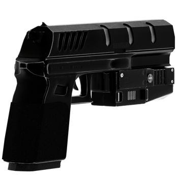 Black pistol futuristic weapon handgun tactical with transparent background png