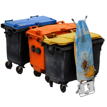 3d render trash bins urban scene with transparent background png