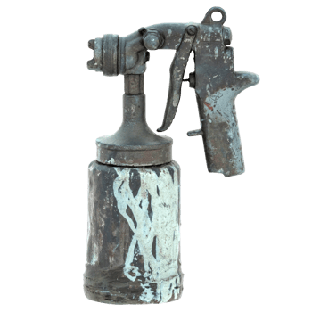 3d render paint spray gun rusty old with transparent background png