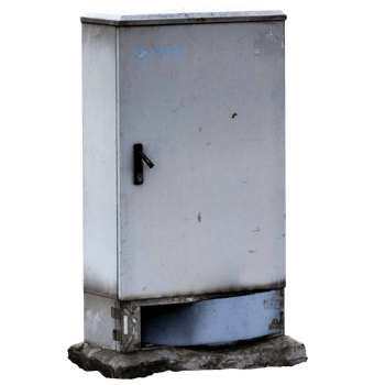 Render outdoor telecom metal cabinet with transparent background png