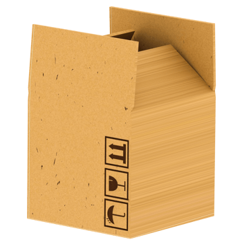 3d render cardboard box packaging open with transparent background png