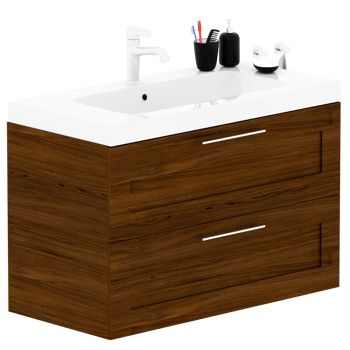 3d render bathroom sink cabinet wood modern hygiene with transparent background png
