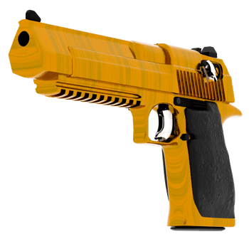 3d render golden gun pistol weapon firearm handle with transparent background png
