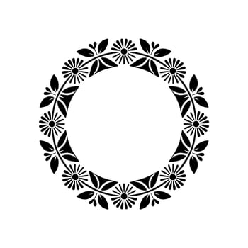 Elegant Floral Wreath Border, Vintage Style - Minimalist vector