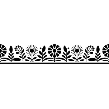 Stylized Floral Border, Vintage Illustration, Minimalist, Pattern vector