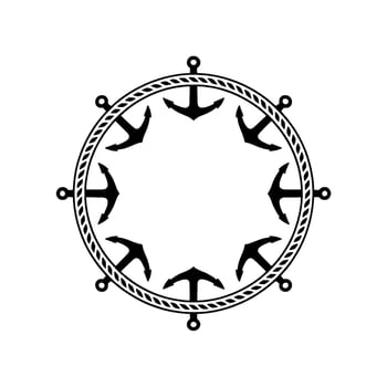 Nautical Anchor Circle, Vintage Maritime Motif, Decorative vector