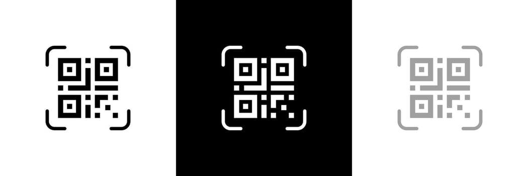 QR code icon. Simple scanning qr code label. Digital scanning qr code. vector
