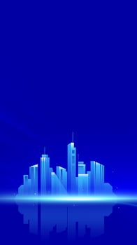 City skyline illustration on blue background vector