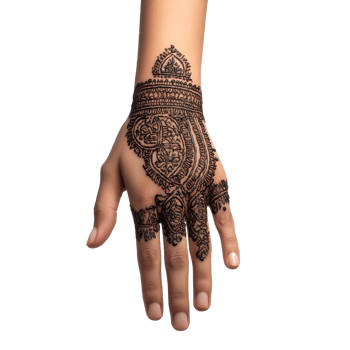 Henna Design on Hand. Isolated on Transparent Background for Cultural Art, Bridal Beauty, Traditional Body Decoration, and Festival Celebration Concepts png