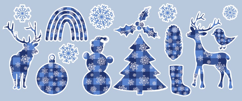 Christmas Checkered Plaid Tartan Fabric Stickers vector