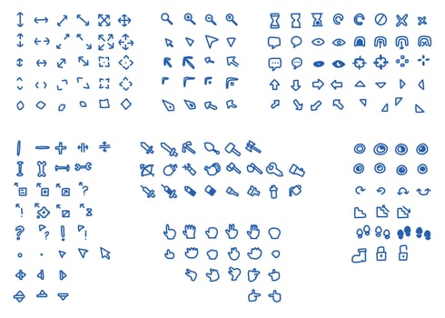 User Interface UI game doodle design with blue ink pen style vector