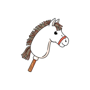 Playful and Colorful Toy Horse Head with Stick for Children Playtime vector