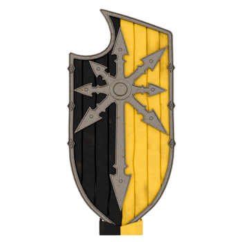 Render medieval shield black yellow cross with transparent background png