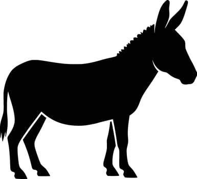 A silhouette of a donkey standing on a white background vector