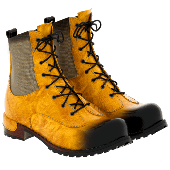 3d render yellow leather combat boots lace up with transparent background png