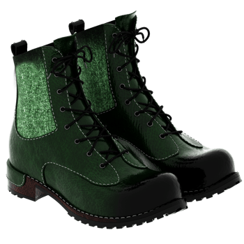 Green leather combat boots lace up with transparent background png