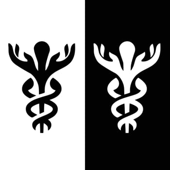 Two different medical symbols on black and white background vector