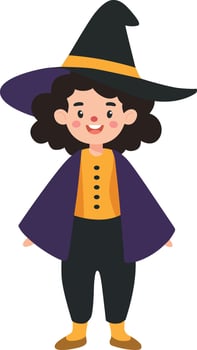 Halloween witch girl illustration in a fun colorful style vector