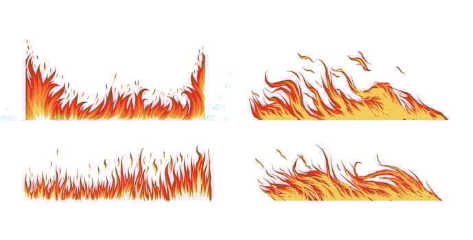Vibrant fire illustrations for designs vector