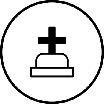 Simple gravestone icon design in a circle representing death religion and spirituality remembering loved ones vector