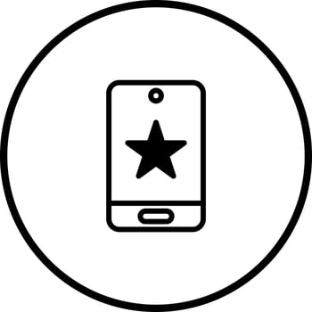 Mobile star application phone technology icon in circle for favorite service recommendation excellent online review rating vector
