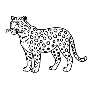 A jaguar is standing in the coloring page vector