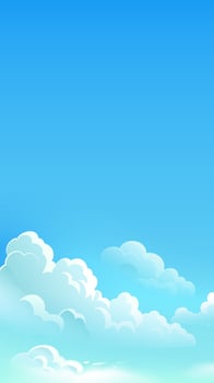 Fluffy clouds in bright blue sky vector