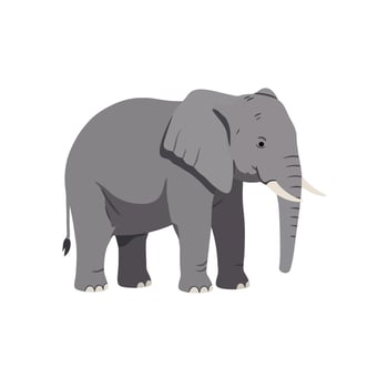 Cartoon Elephant Illustration in Flat Style with Big Ears EPS 10 vector