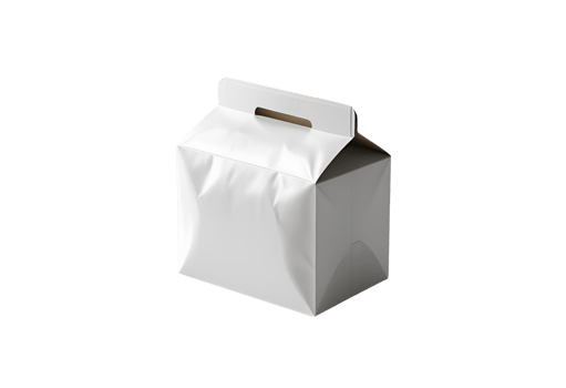 Blank white sealed mockup package isolated for product branding display. png