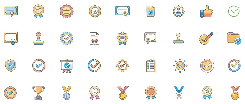 Achievement and certification icons vector