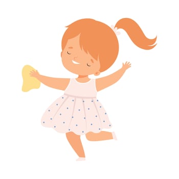 Cute Little Girl with Rag Helping to Clean, House Nature and Ecology Protection Concept Cartoon Style Illustration vector
