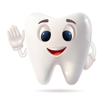 Cartoon tooth character waving vector