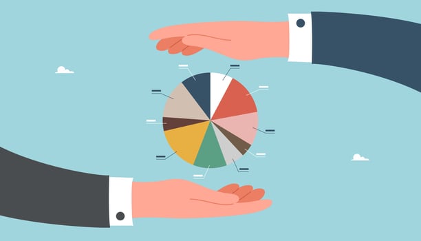 Hands protect segment diagram vector