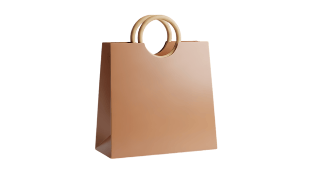 A brown paper bag with a handle png