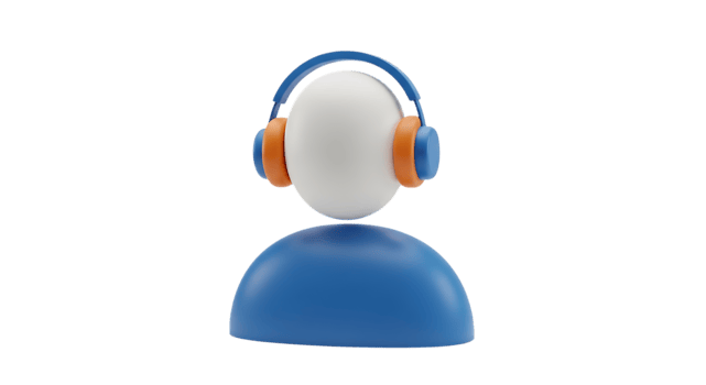 A blue and orange figure with headphones on png