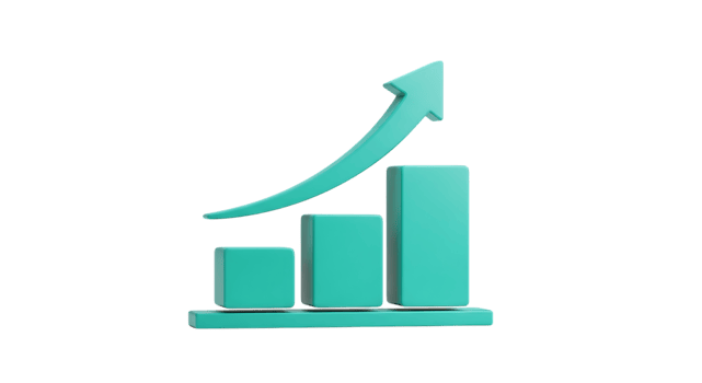 A graph with an arrow going up png