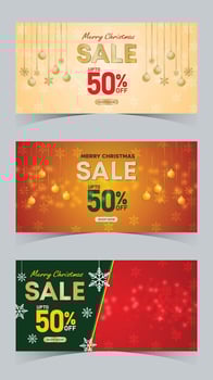 Christmas sale banners with discounts vector