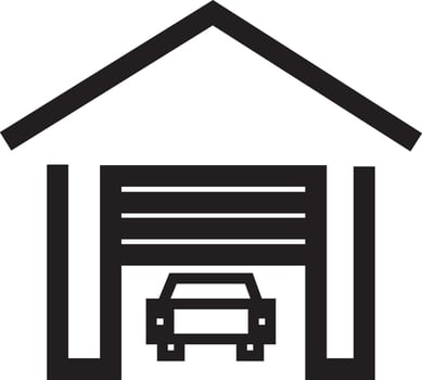 Garage Door with Roof Icon vector