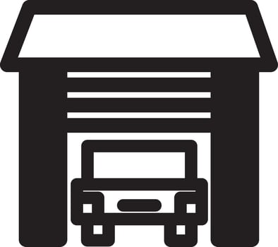 Monoline Garage Structure Icon vector