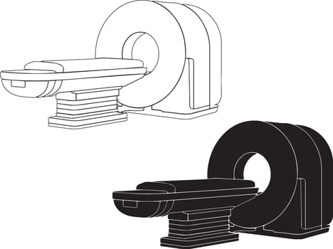 CT Scan Machine Silhouette Design on White Background vector