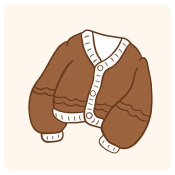 Cozy Cartoon Brown Cardigan Sweater Illustration with background cream vector