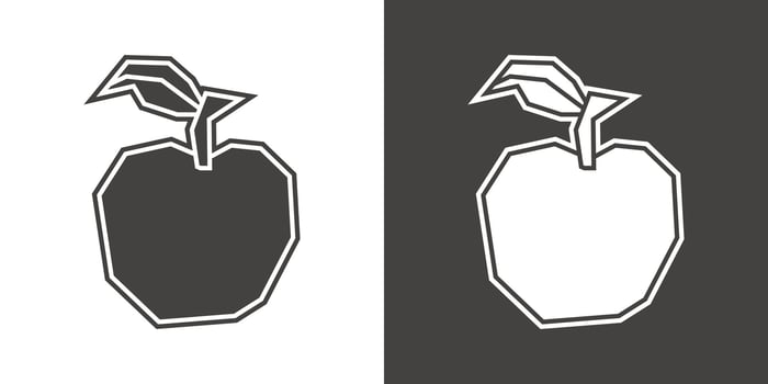 Apple Icon in Black Filled and White Filled Cutout Style vector