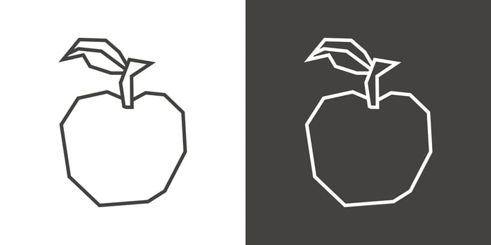 Apple Icon in Black Line Art and White Line Art Cutout Style vector
