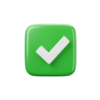 Green confirmation button with 3D checkmark and glossy finish png