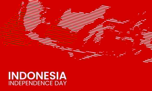 Abstract background of Indonesia independence day with zoomed red striped map view vector