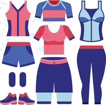 Athletic apparel collection blue pink athletic wear vector