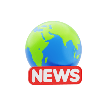 World News 3D Icon. Global news earth media concept png