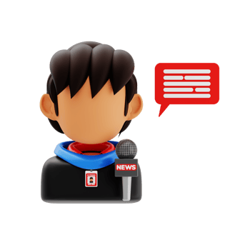 Journalist 3d icon. News journalist reporting live png