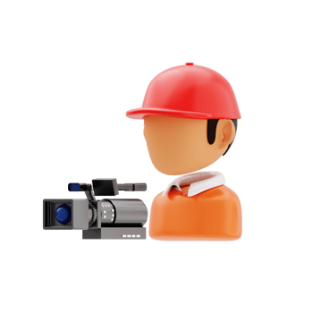 Cameramen radio 3d icon. Cameraman icon with red cap png