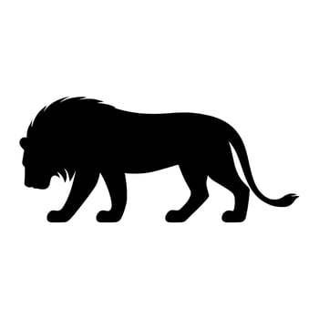 Lion silhouette walking with head down vector
